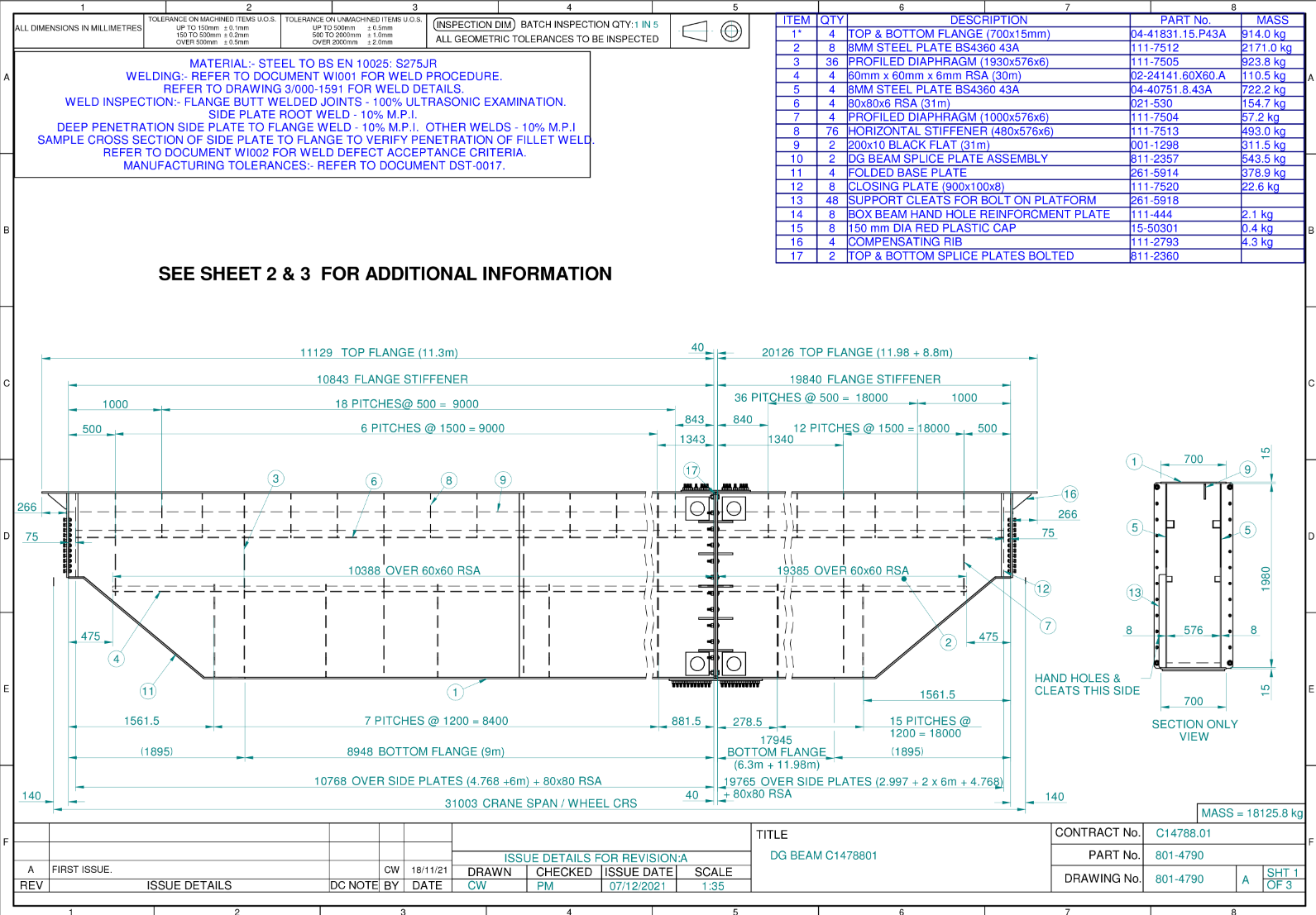 DG Beam Fabrication Drawing